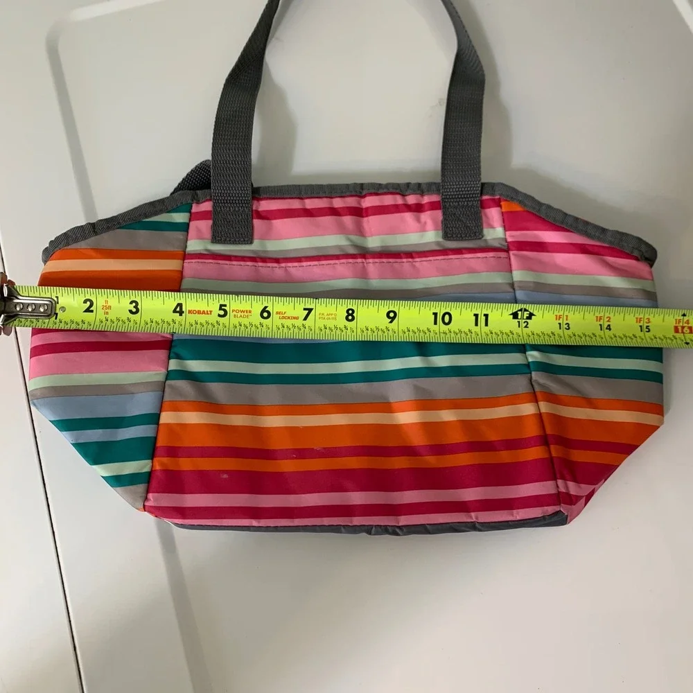 Thirty-One Thermal Tote OS Multi-Color Striped Insulated Lunch Bag Work Lunch